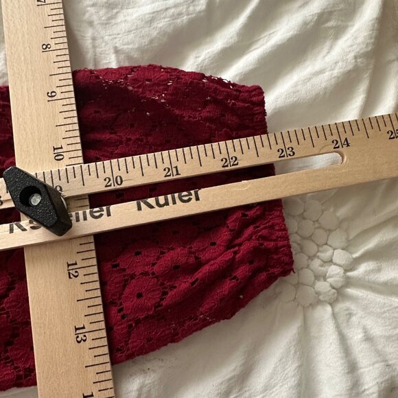 Torrid Womens Lace Blouse High Neck In Rhubarb Red Size 0 (L) Whimsy Romantic - Picture 8 of 8